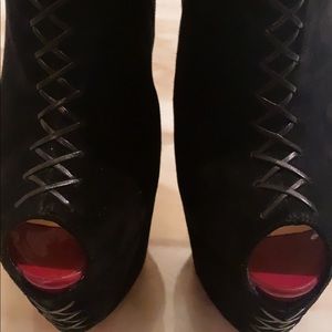 Authentic Christian Louboutin great condition peep toe 6 inch heel booties suede